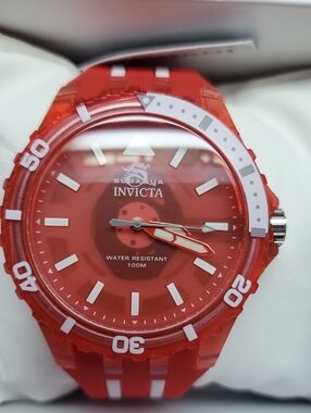 Invicta Red and White Silicone Dive-Style Watch